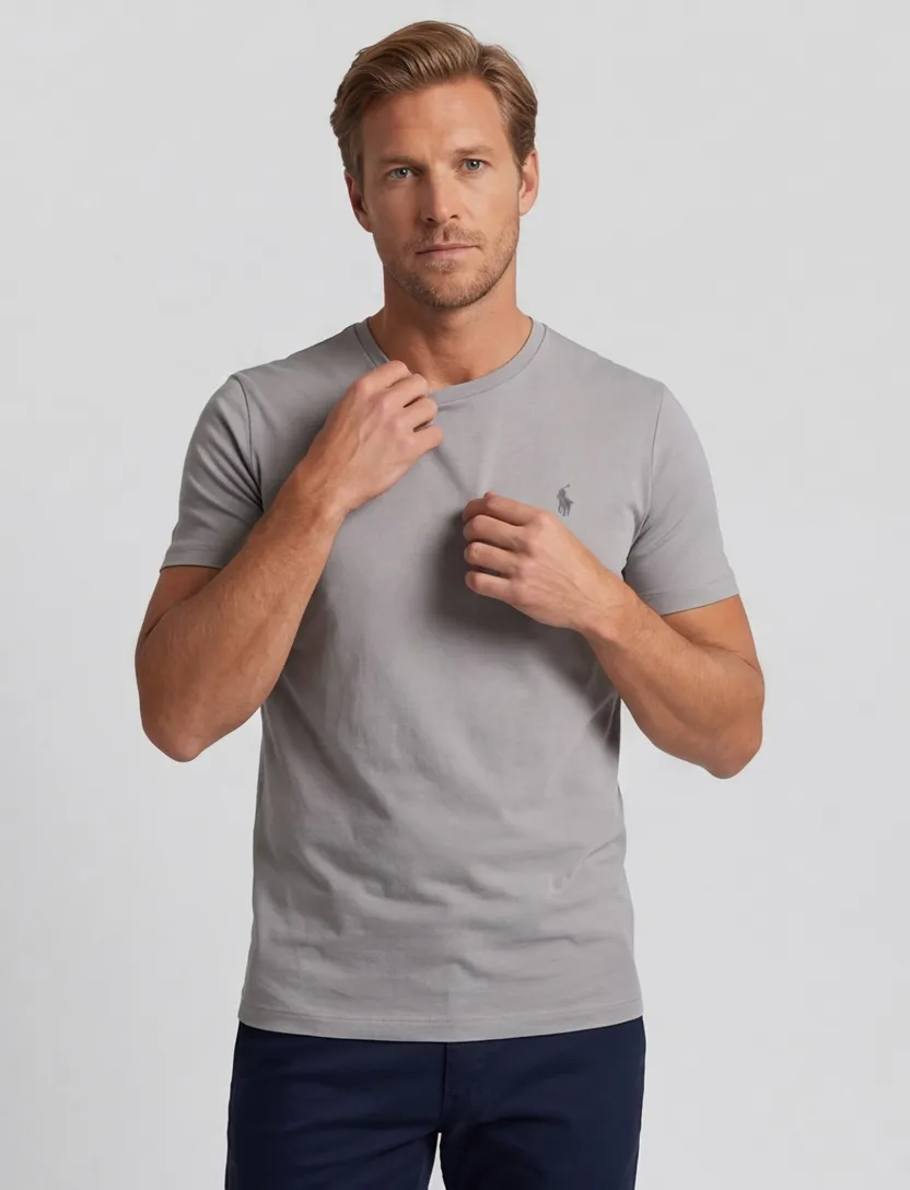 Polo Ralph Lauren effen grijs t-shirt normale fit
