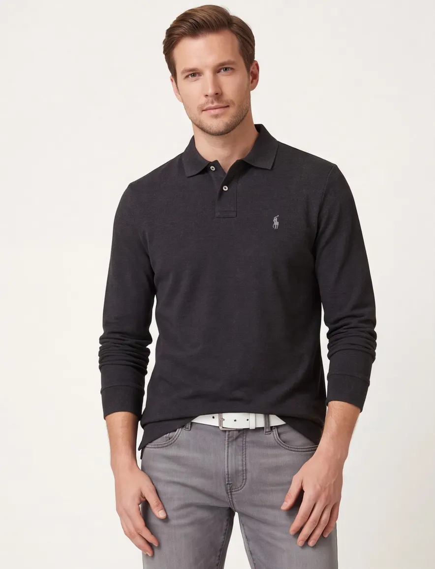 Polo Ralph Lauren zwart effen poloshirt normale fit