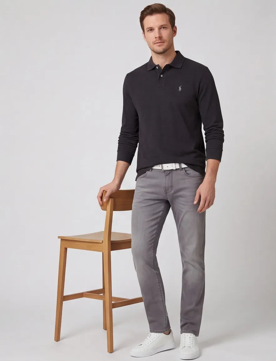Polo Ralph Lauren zwart effen poloshirt normale fit