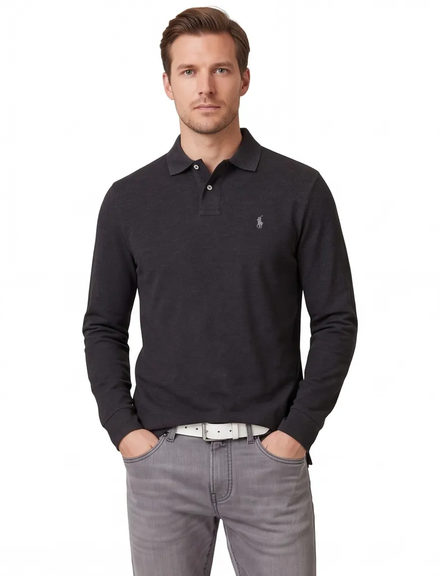 Polo Ralph Lauren zwart effen poloshirt normale fit