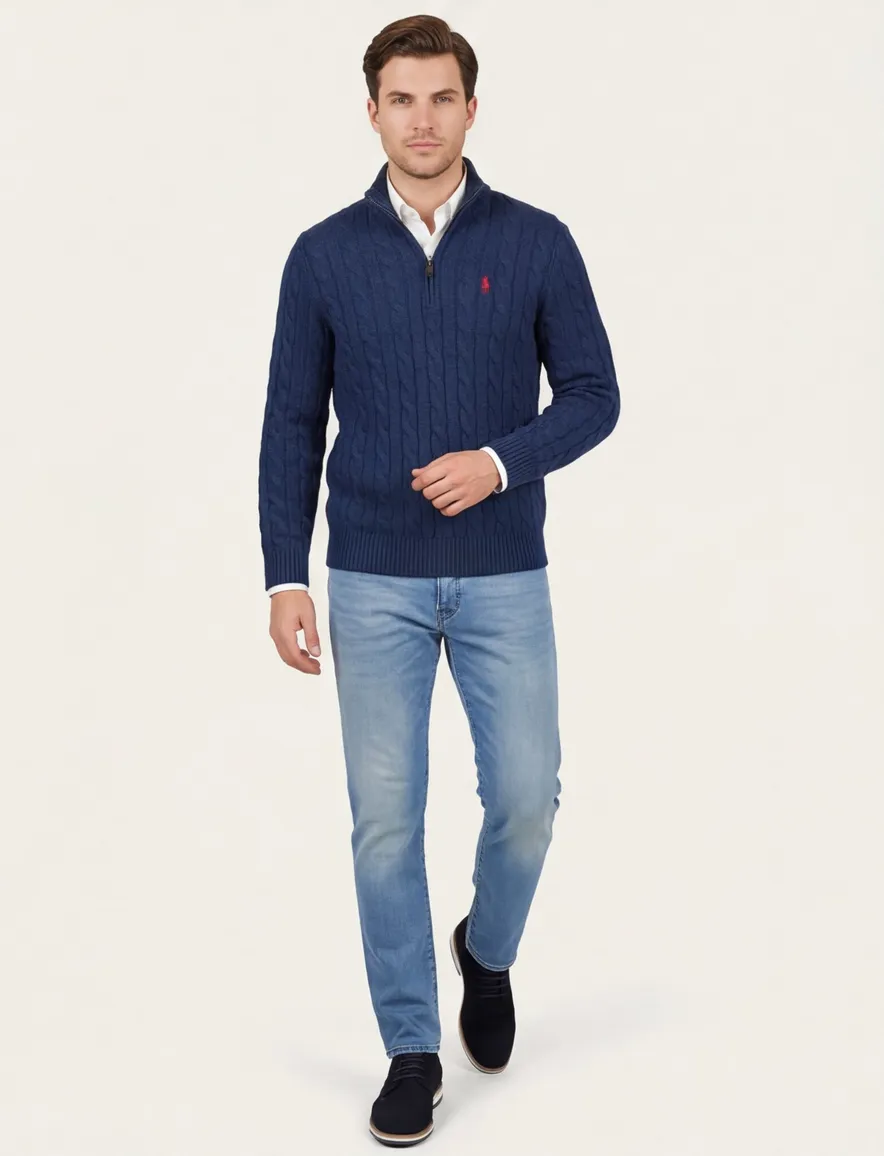 Polo Ralph Lauren trui half zip donkerblauw