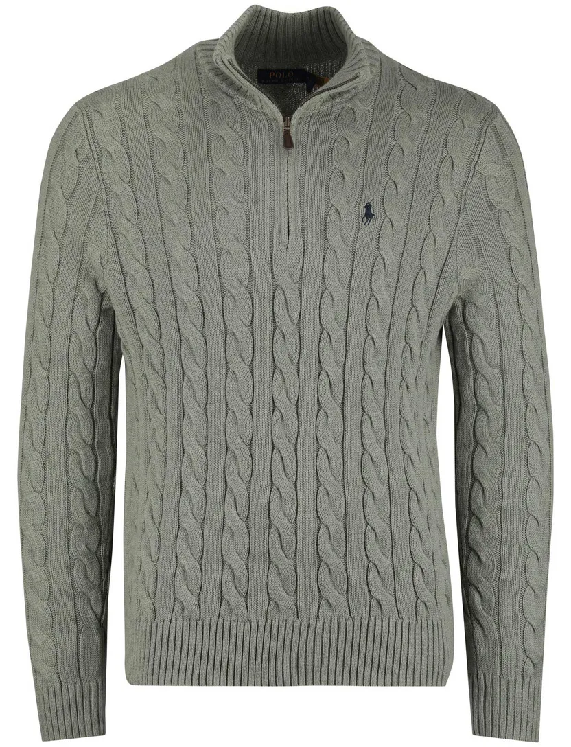 Kabeltrui Polo Ralph Lauren groen half zip