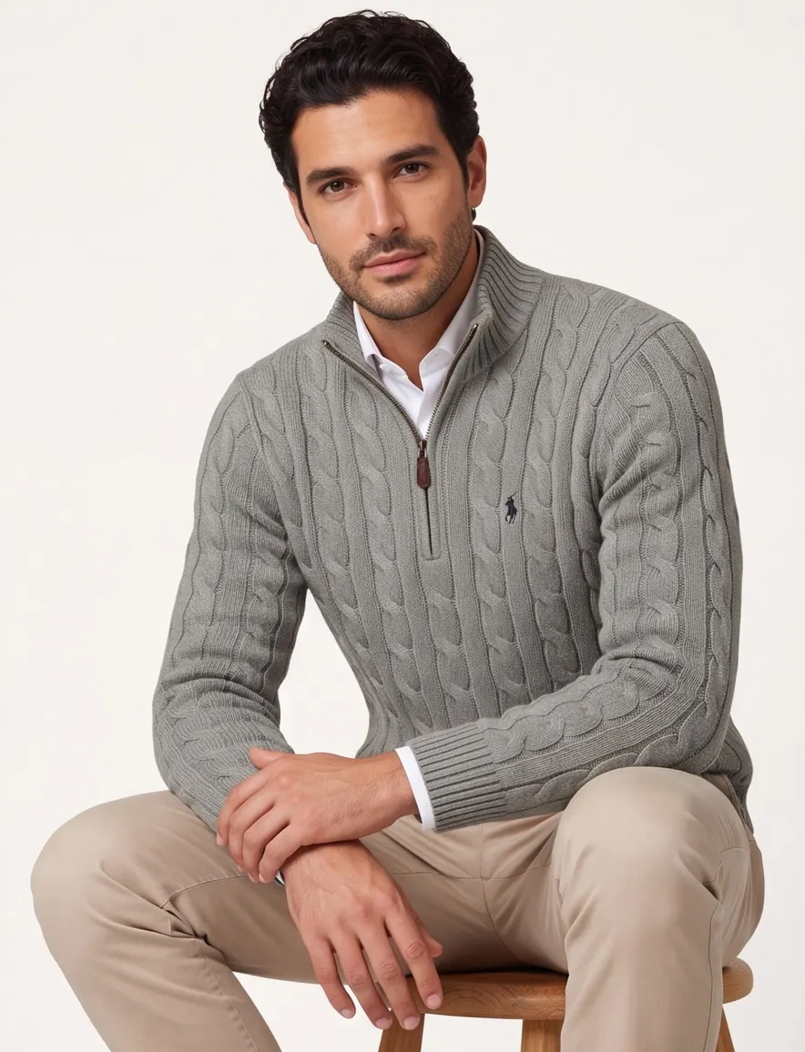 Polo Ralph Lauren Half Zip groen kabeltrui