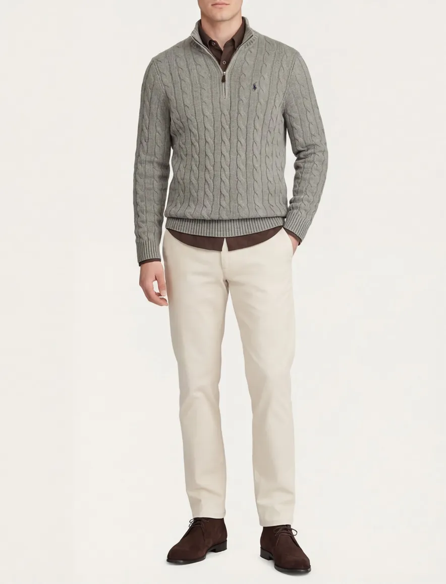 Polo Ralph Lauren trui half zip kabel groen