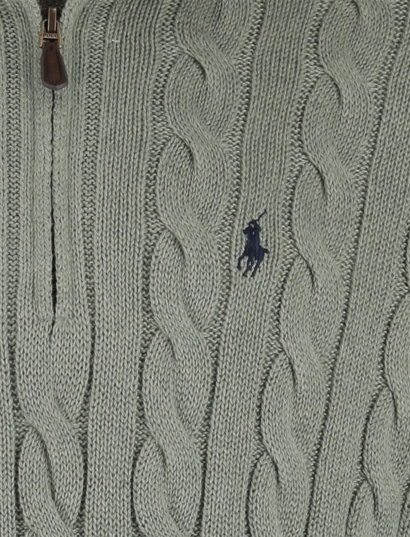 Kabeltrui Polo Ralph Lauren groen half zip