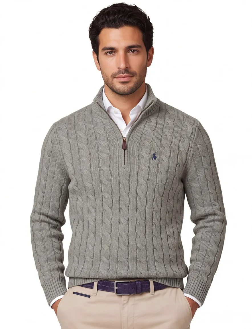 Polo Ralph Lauren Half Zip groen kabeltrui