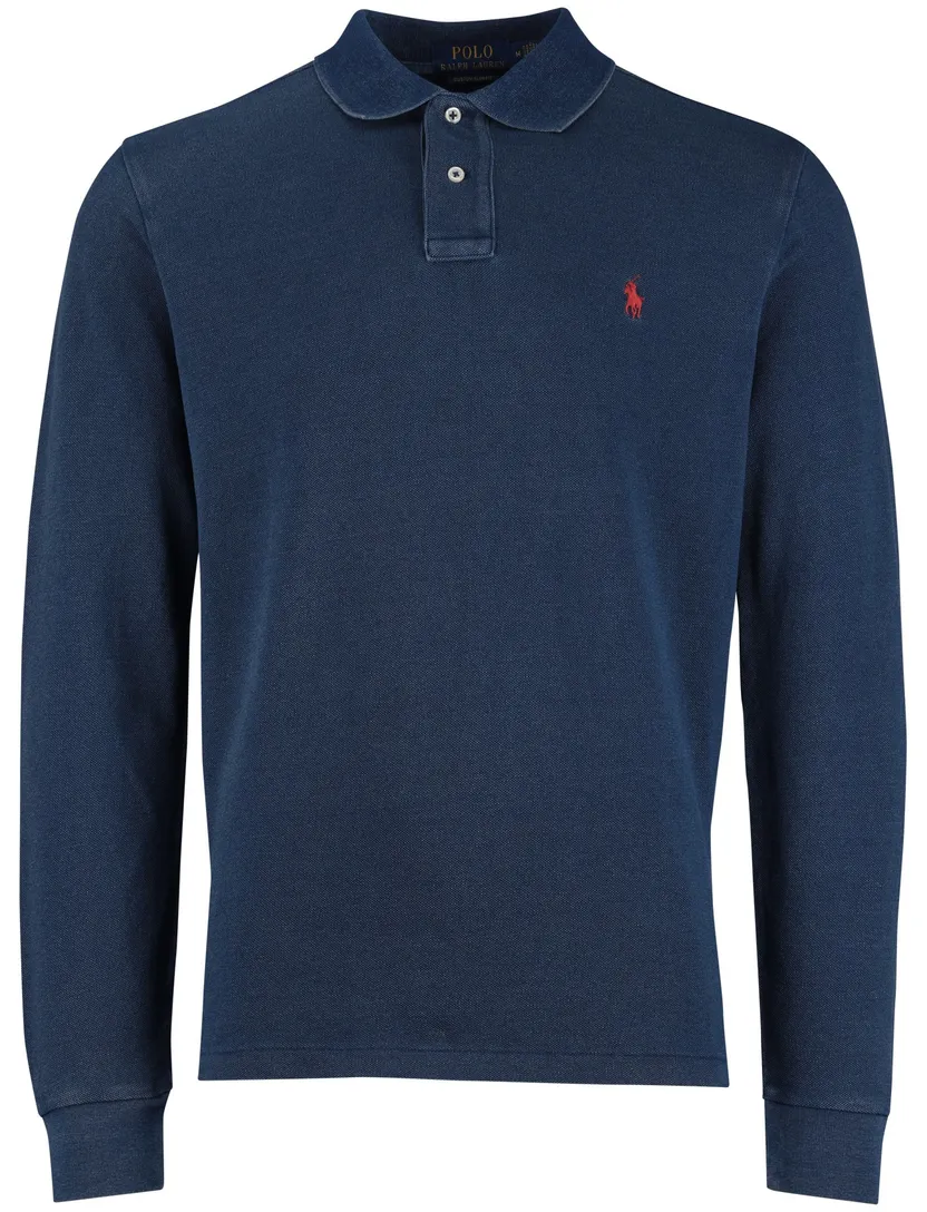 Polo Ralph Lauren blauw effen poloshirt normale fit