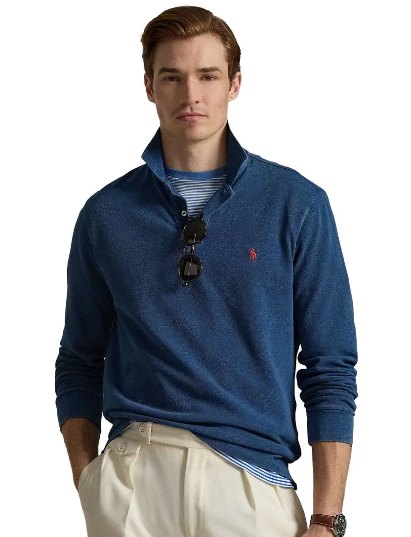 Polo Ralph Lauren blauw effen poloshirt normale fit