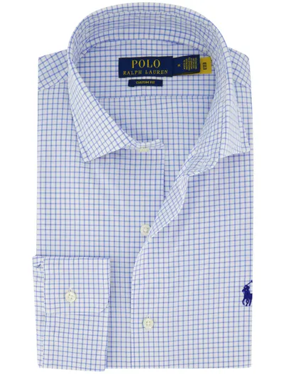 Polo Ralph Lauren Polo Ralph Lauren Custom Fit Overhemd Blauw wit katoen geruit