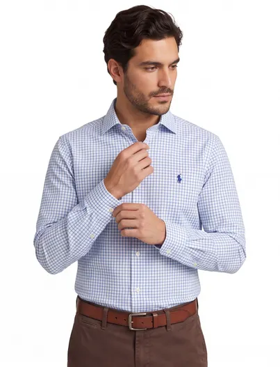 Polo Ralph Lauren Overhemd Polo Ralph Lauren Custom Fit Blauw wit geruit katoen