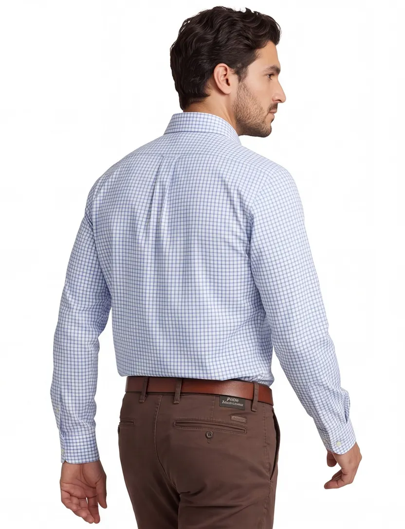 Overhemd Polo Ralph Lauren Custom Fit Blauw wit geruit katoen