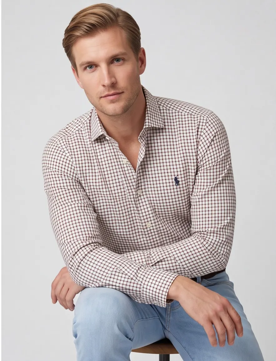 Polo Ralph Lauren overhemd ml 5 wit bruin