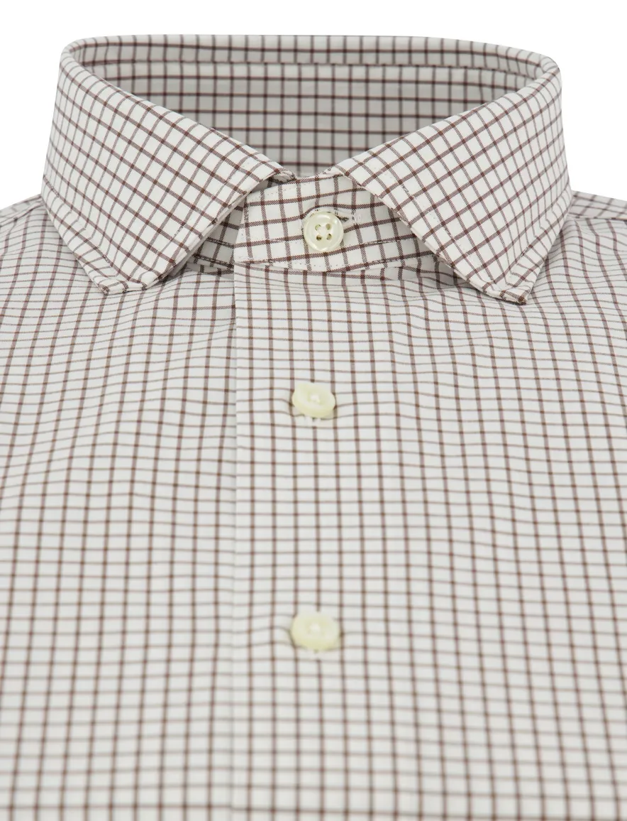 Overhemd Polo Ralph Lauren Custom Fit wit bruin geruit