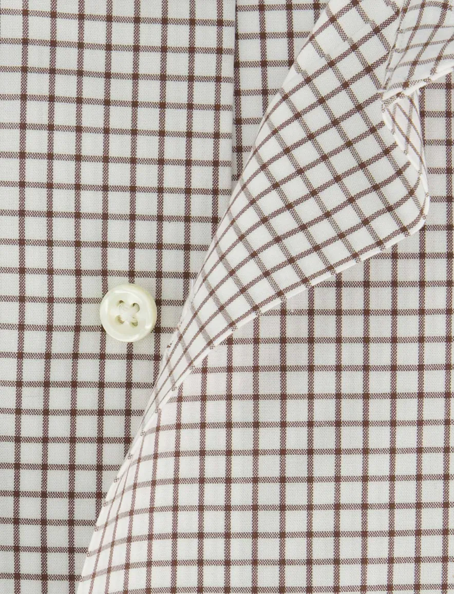 Overhemd Polo Ralph Lauren Custom Fit wit bruin geruit