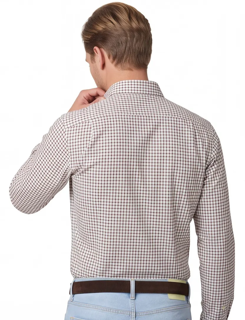 Wit bruin geruit Polo Ralph Lauren Custom Fit overhemd