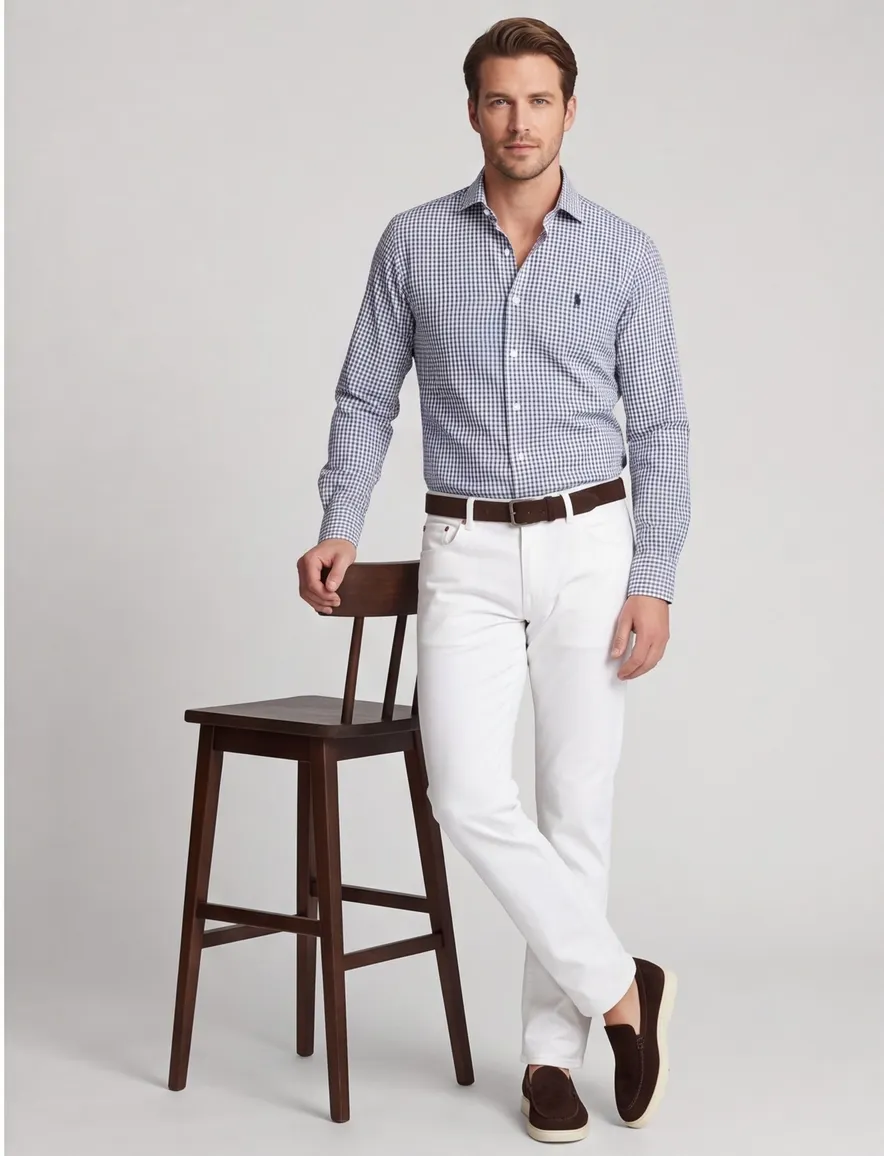 Polo Ralph Lauren overhemd ml 5 wit navy