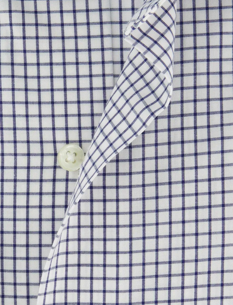 Overhemd Polo Ralph Lauren Custom Fit wit navy geruit katoen