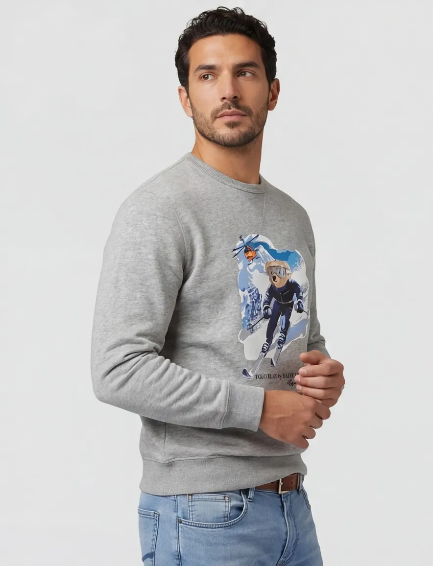 Polo Ralph Lauren Bear trui met opdruk grijs