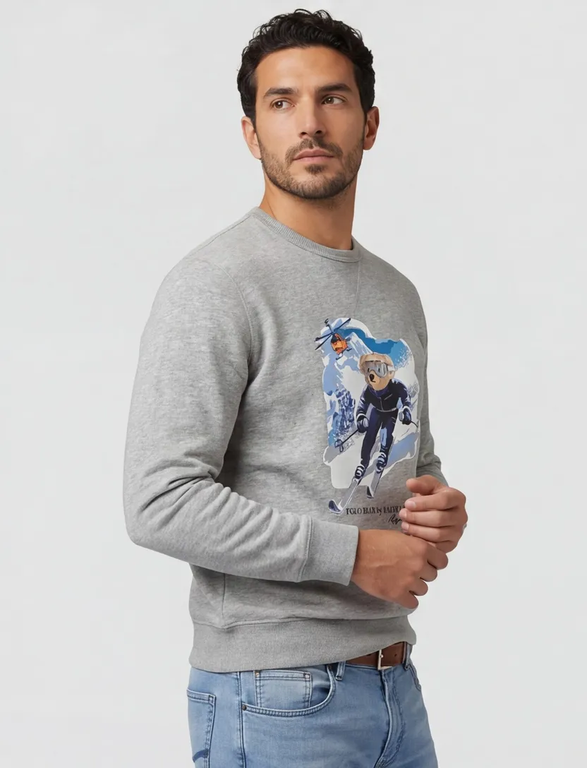 Trui Polo Ralph Lauren Bear grijs met opdruk