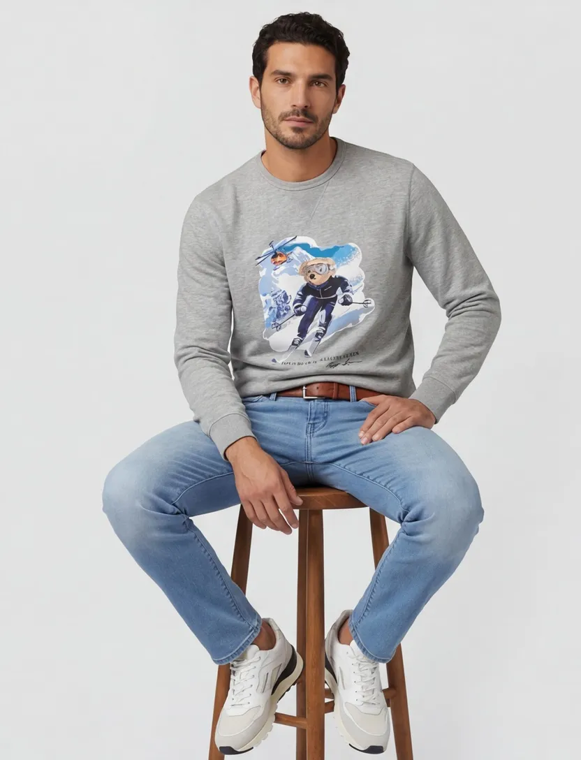 Trui Polo Ralph Lauren Bear grijs met opdruk