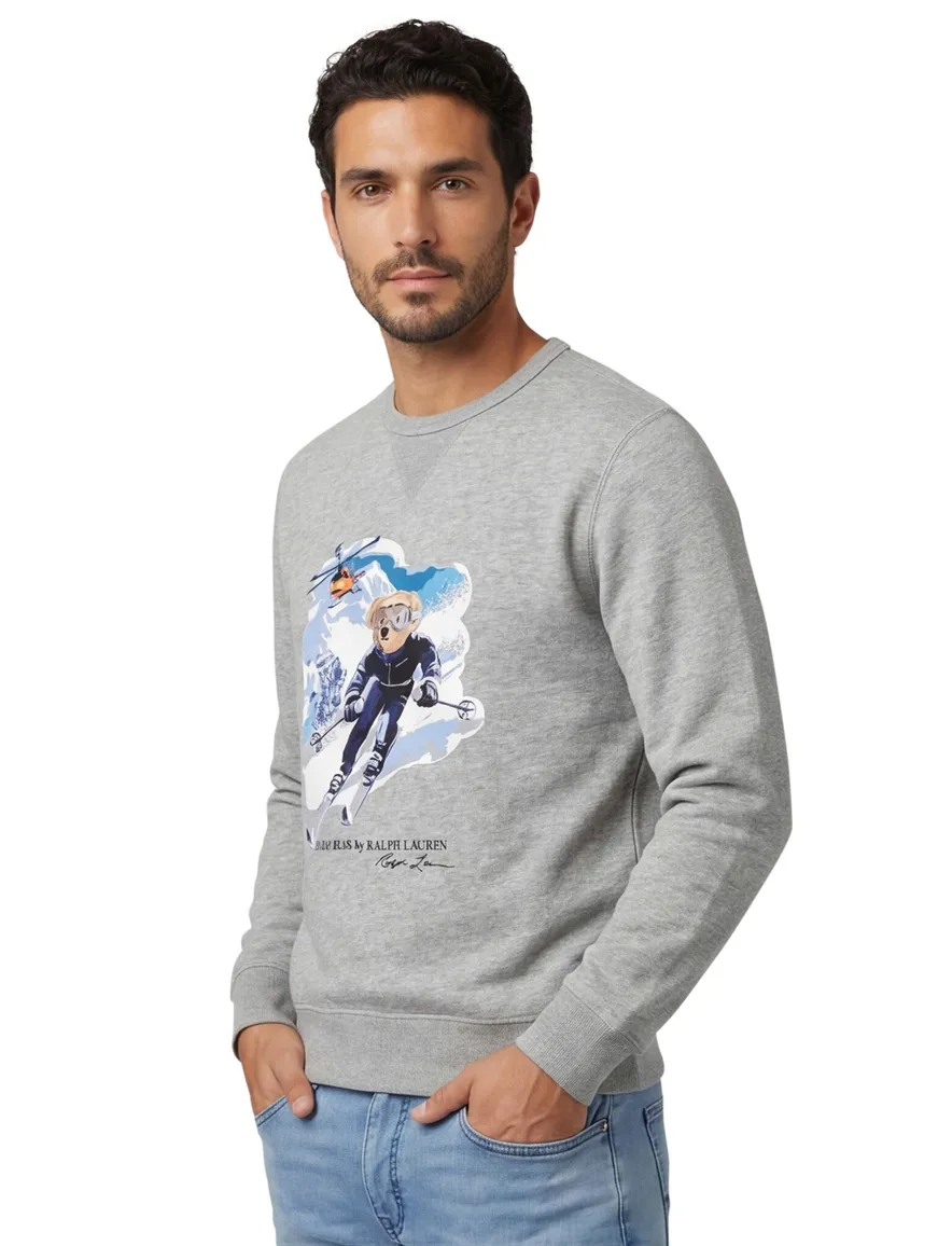 Polo Ralph Lauren Bear trui met opdruk grijs