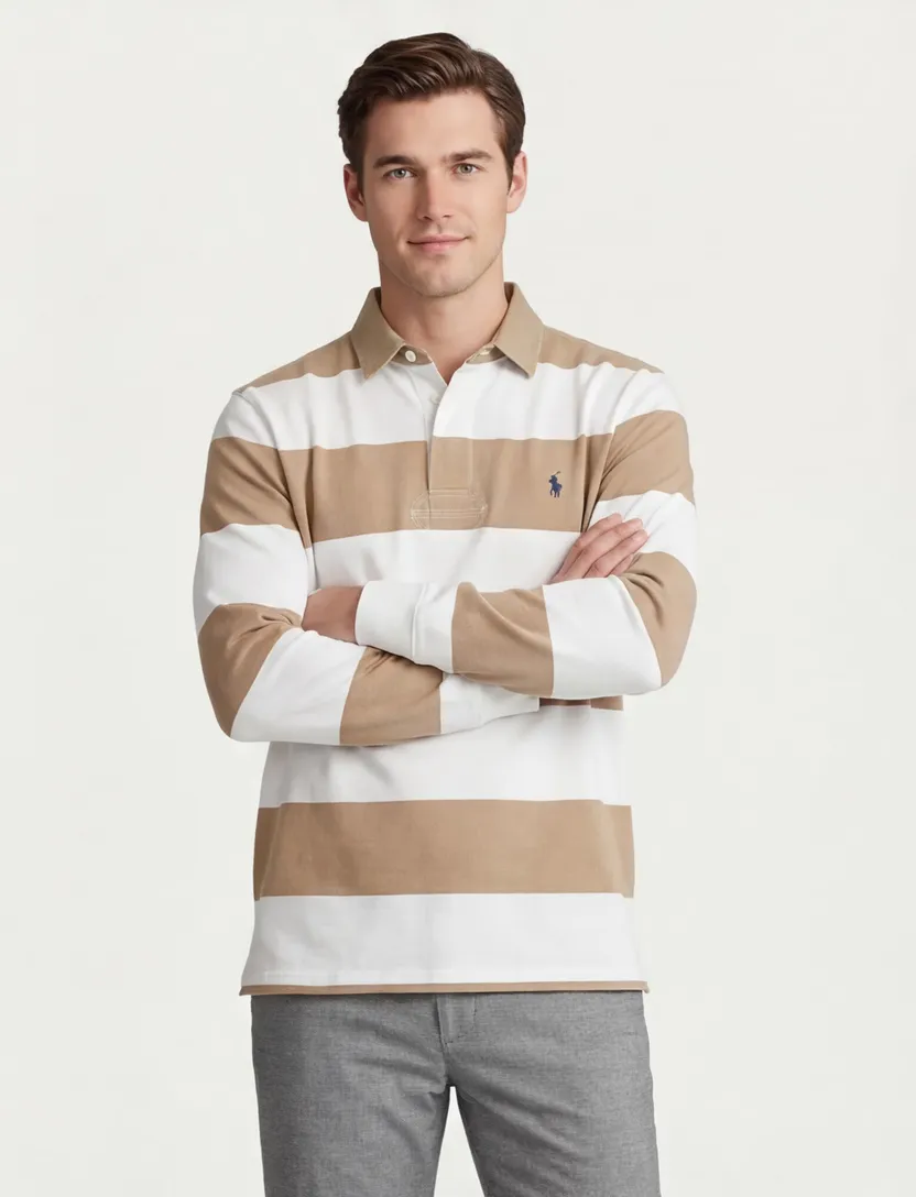 Polo Ralph Lauren poloshirt wit bruin gestreept katoen