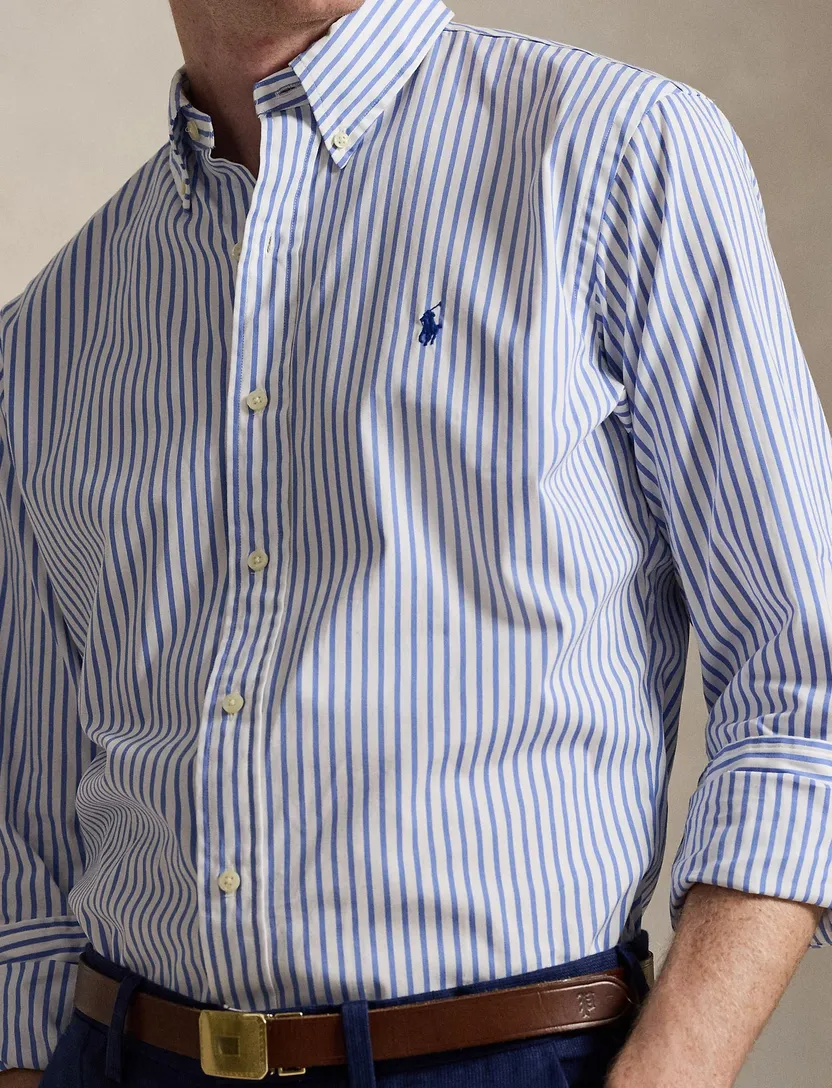 Wit blauw gestreept Custom Fit Polo Ralph Lauren overhemd katoen