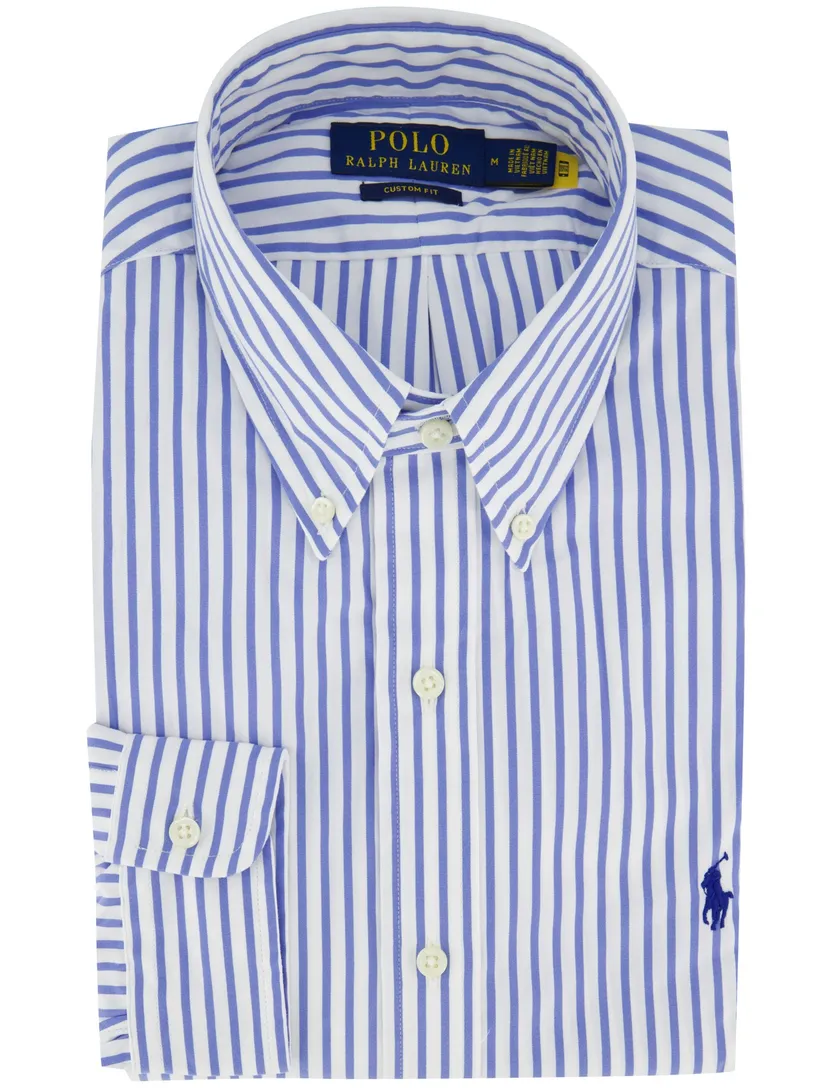 Wit blauw gestreept Custom Fit Polo Ralph Lauren overhemd katoen