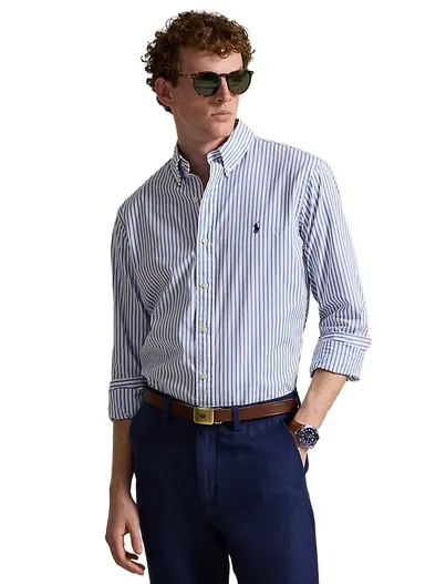 Polo Ralph Lauren Overhemd Polo Ralph Lauren Custom Fit wit blauw gestreept katoen