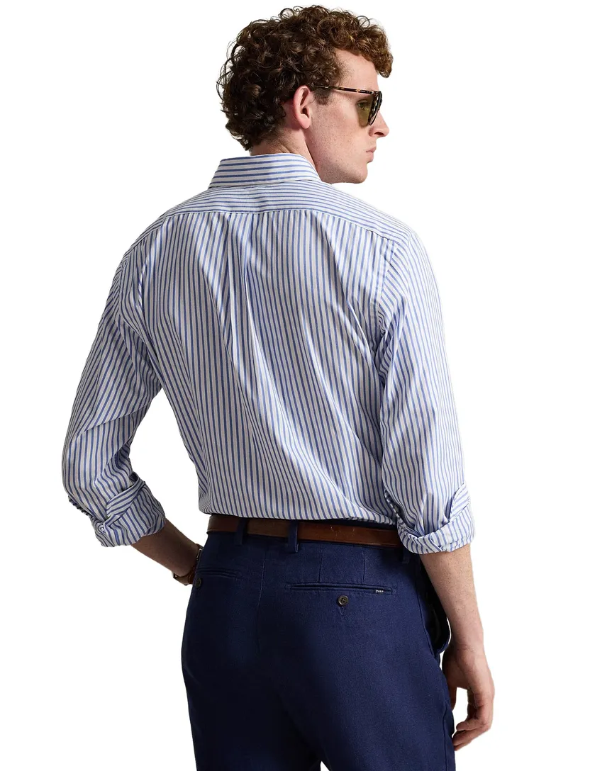 Wit blauw gestreept Custom Fit Polo Ralph Lauren overhemd katoen