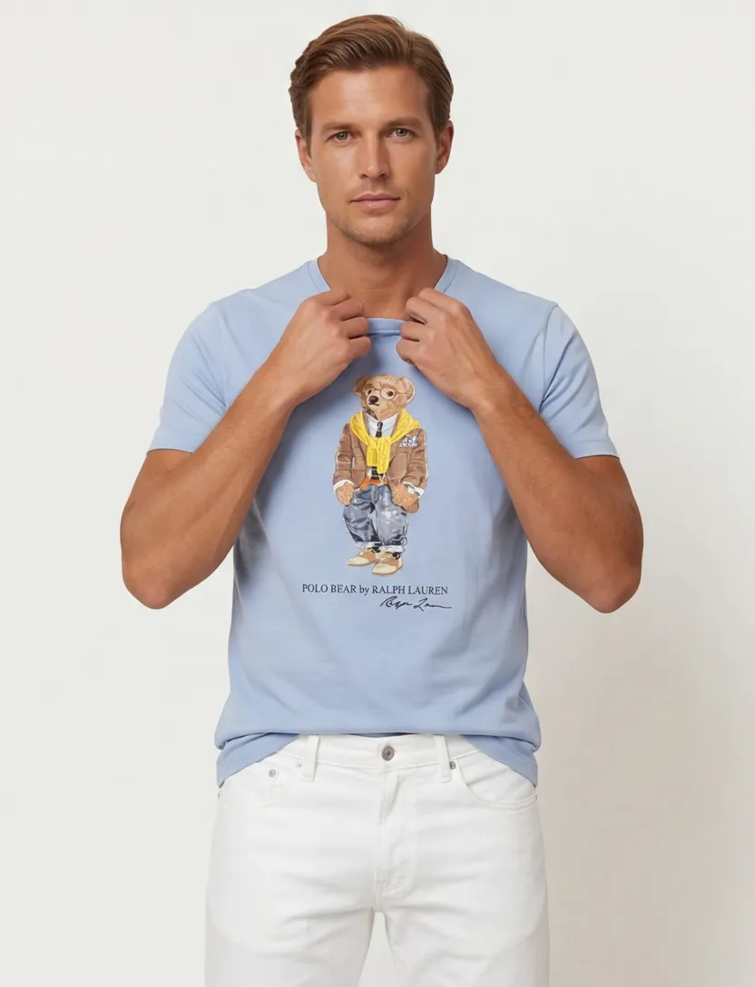 Polo Ralph Lauren t-shirt katoen lichtblauw geprint
