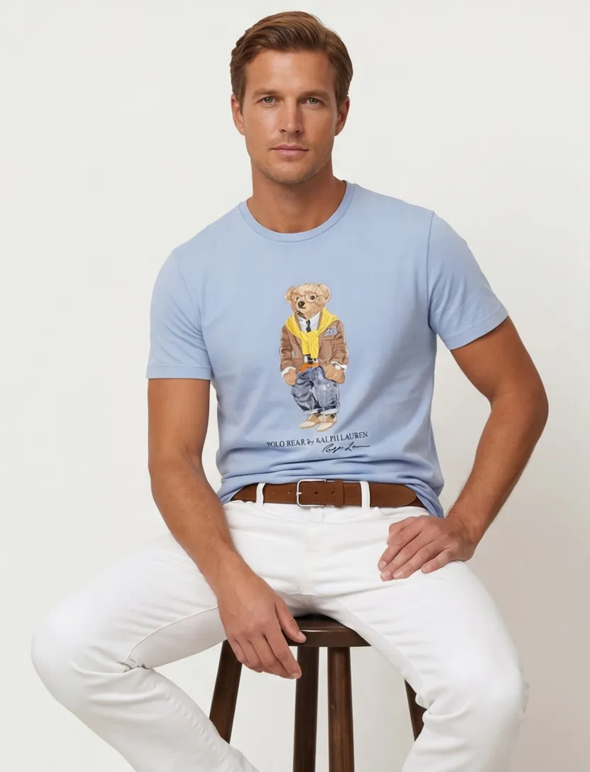 Polo Ralph Lauren t-shirt katoen lichtblauw geprint