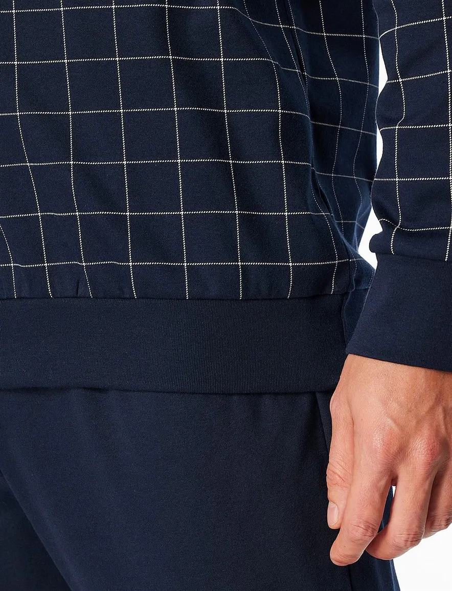 Schiesser pyjama donkerblauw geruit