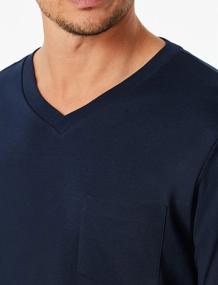 Schiesser pyjama donkerblauw geruit
