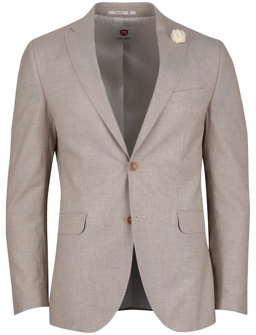Beige linnen colbert Club of Gents mix en match slim fit