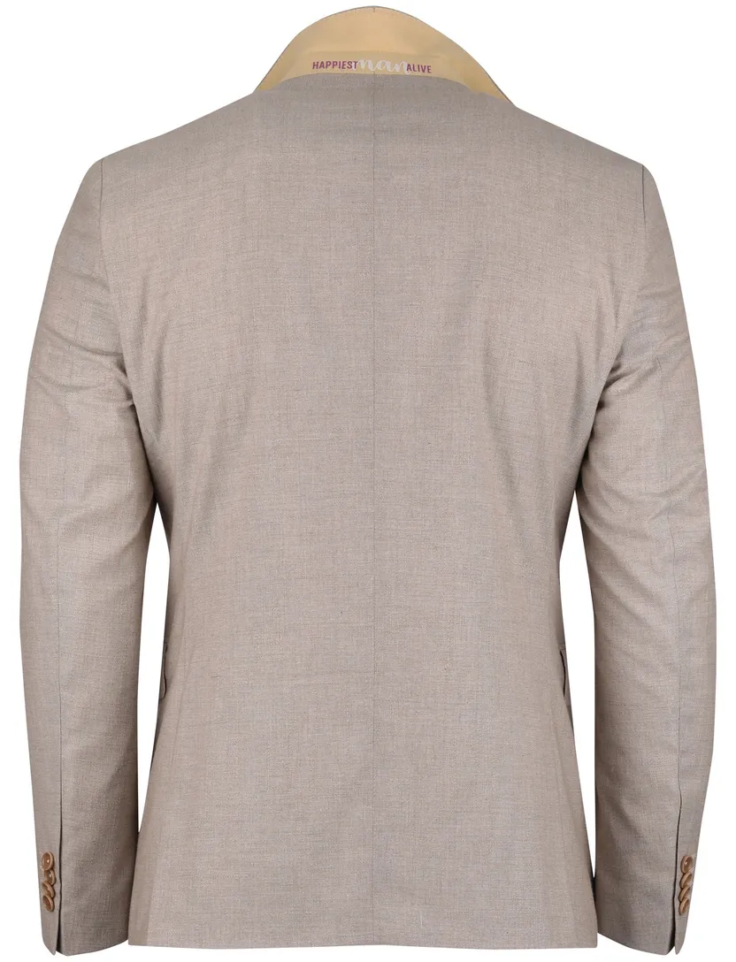 Beige linnen colbert Club of Gents mix en match slim fit