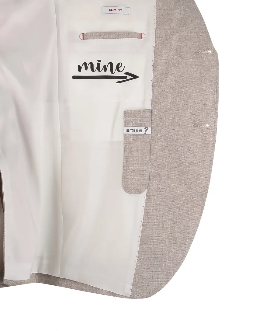 Beige linnen colbert Club of Gents mix en match slim fit