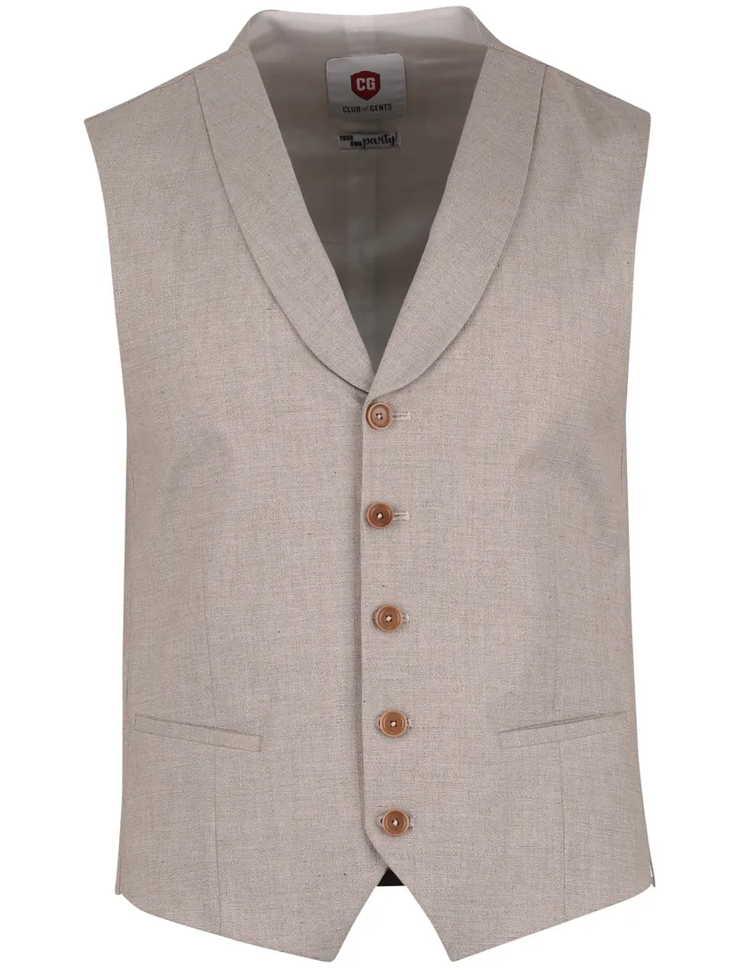 Beige linnen gilet Club of Gents mix en match slim fit