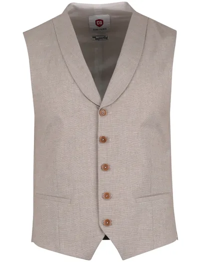Club of Gents Gilet mix en match Club of Gents beige linnen slim fit
