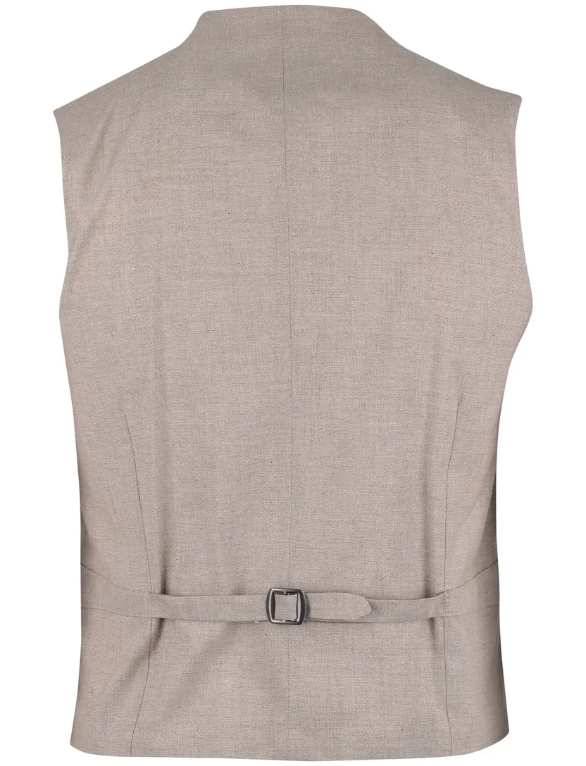 Beige linnen gilet Club of Gents mix en match slim fit