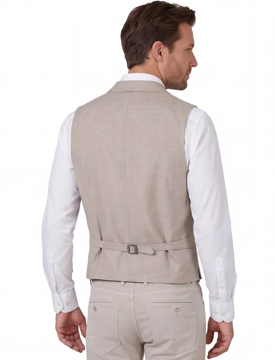 Gilet mix en match Club of Gents beige linnen slim fit