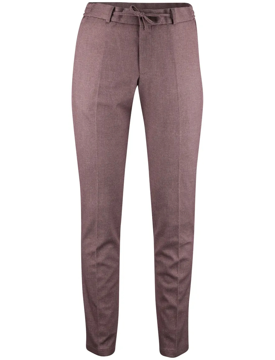 Chino bruin gemeleerd Zuitable elastische band striksluiting