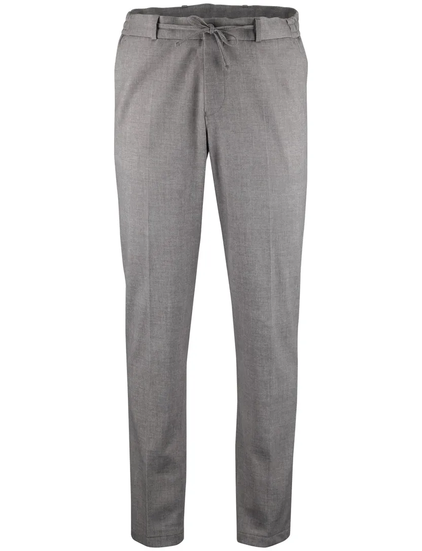 Pantalon elastische band Zuitable grijs gemeleerd slim fit