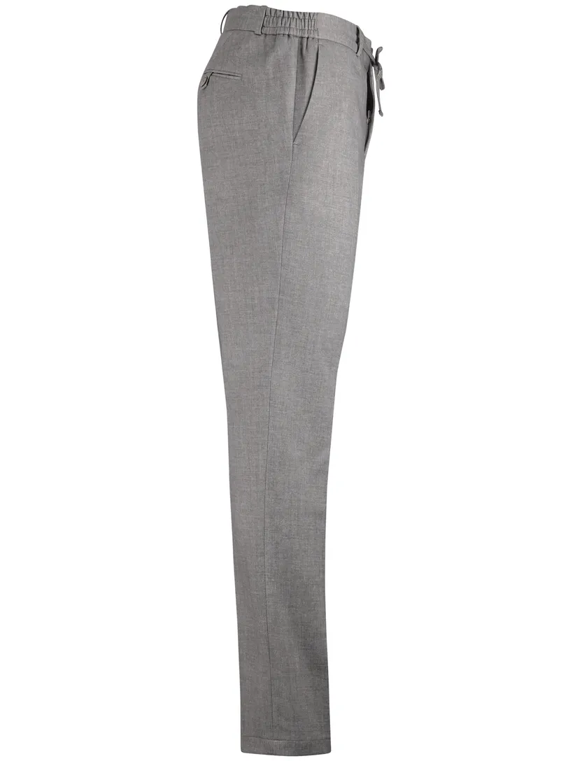Pantalon elastische band Zuitable grijs gemeleerd slim fit