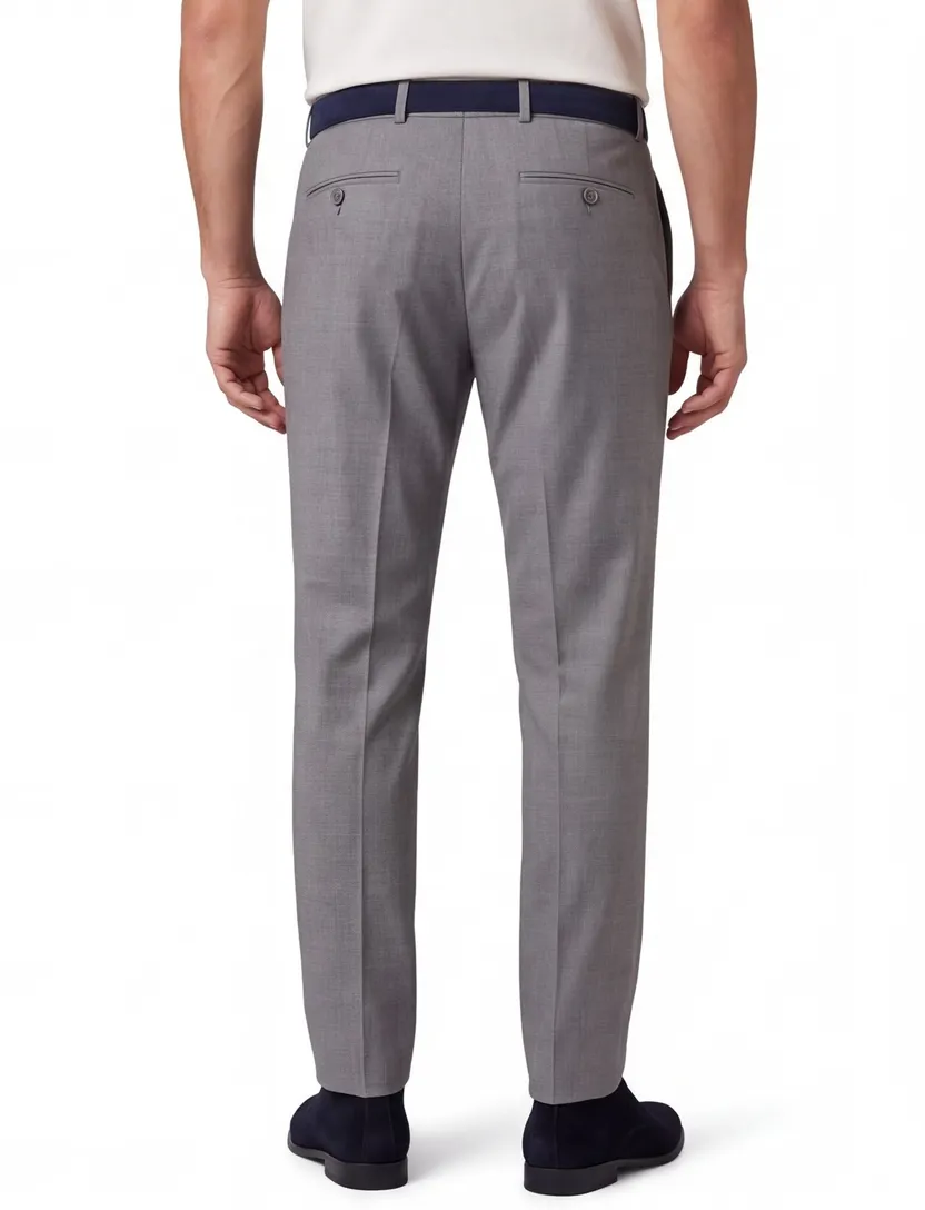Pantalon elastische band Zuitable grijs gemeleerd slim fit