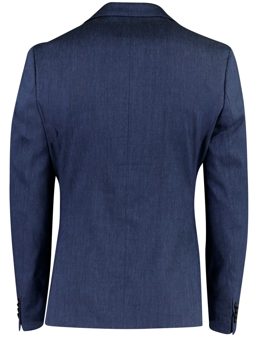 Colbert Zuitable DiNick donkerblauw linnen slim fit steekzakken