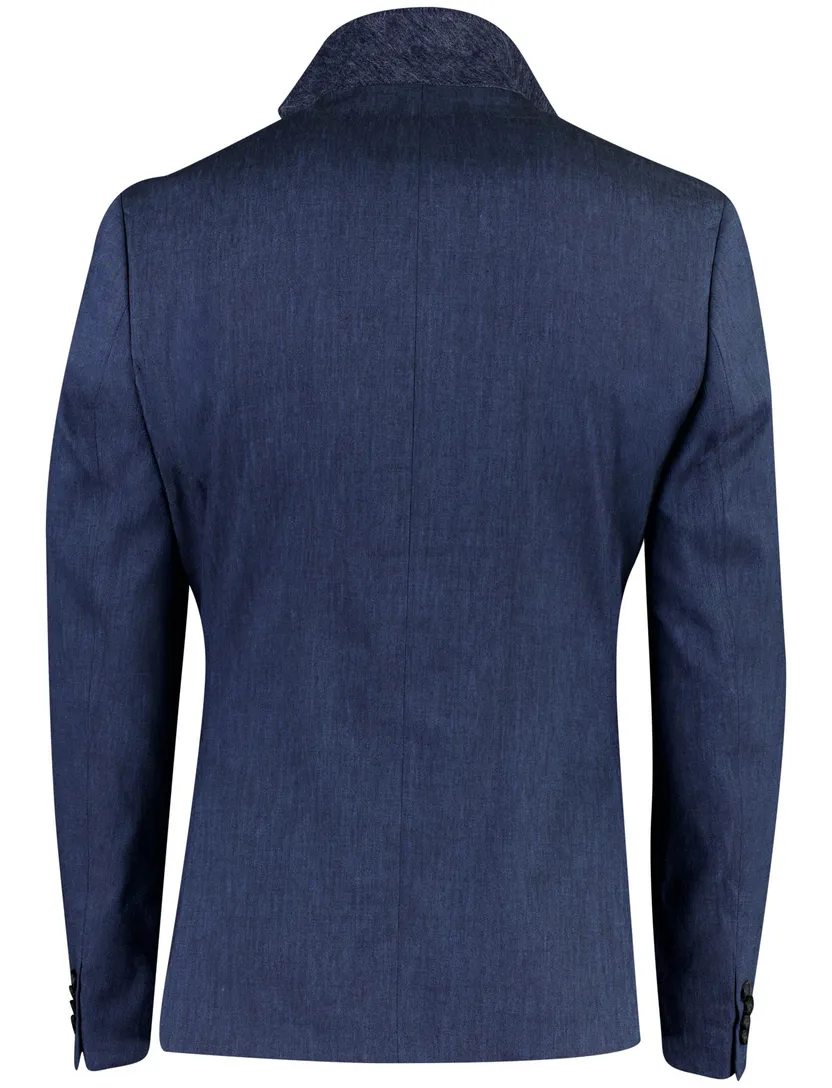 Colbert Zuitable DiNick navy linnen steekzakken slim fit