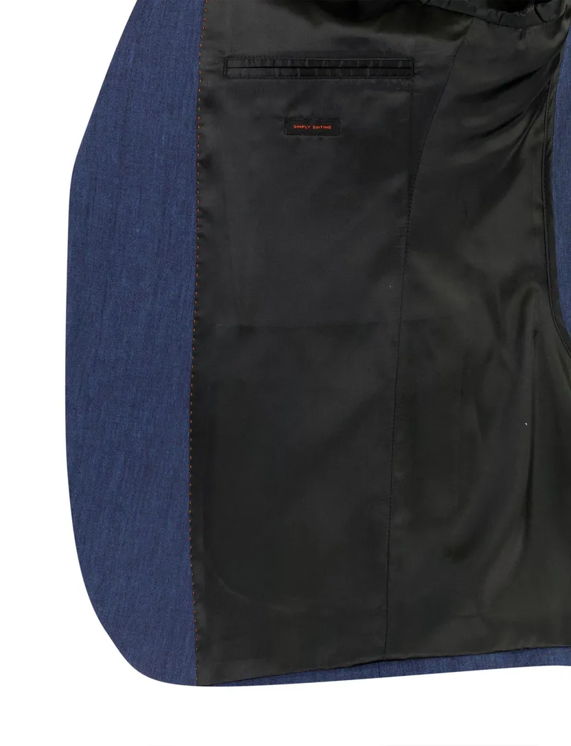 Colbert Zuitable DiNick navy linnen steekzakken slim fit