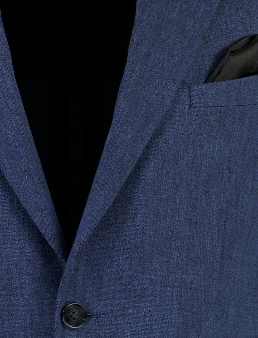 Colbert Zuitable DiNick navy linnen steekzakken slim fit