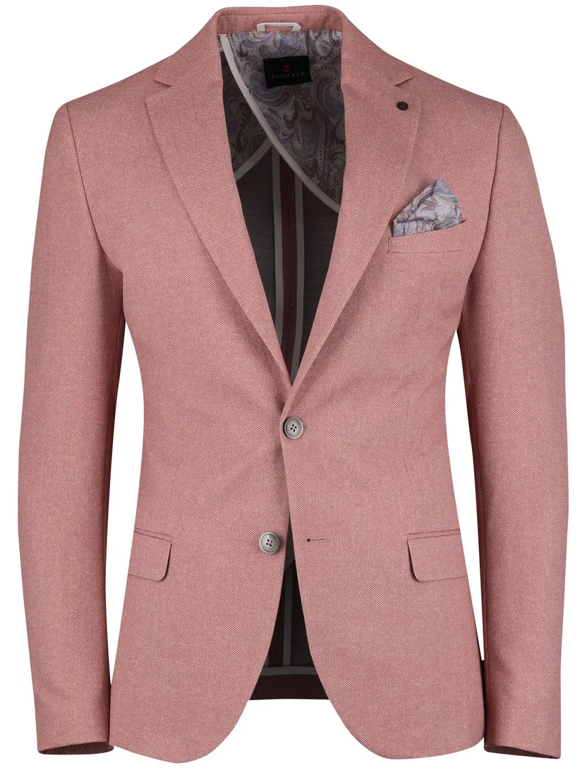 colbert Zuitable met polyester voering gemêleerd roze 2-knoops